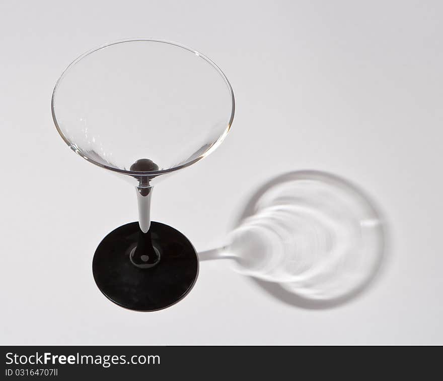 Wineglass with black stand for champagne. Wineglass with black stand for champagne