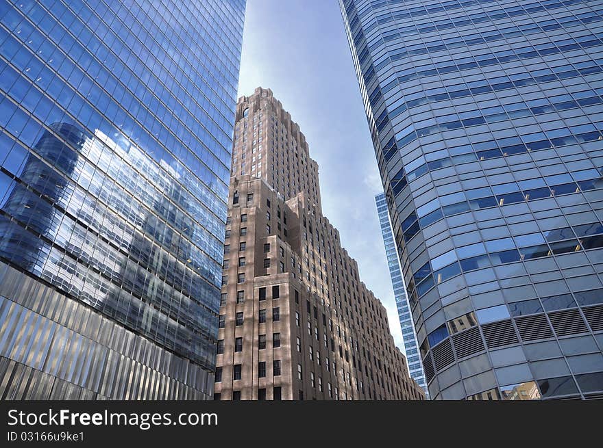 Skyscrapers in Manhattan's financial district. Skyscrapers in Manhattan's financial district.