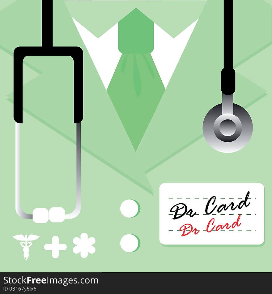 Vector card Close up of a doctors lab coat uniform