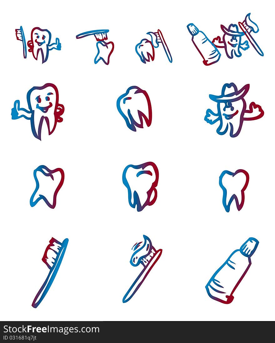 Set of abstract teeth symbol