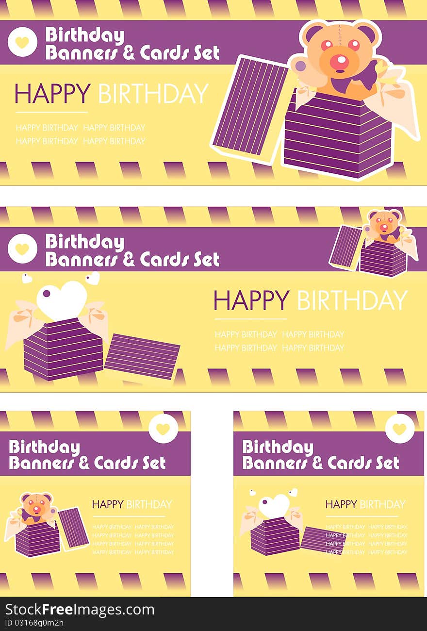 Birthday collection of banners cards tags. Birthday collection of banners cards tags