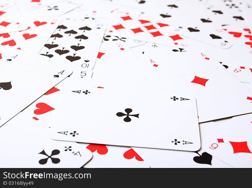 Playing cards background with an ace in the middle