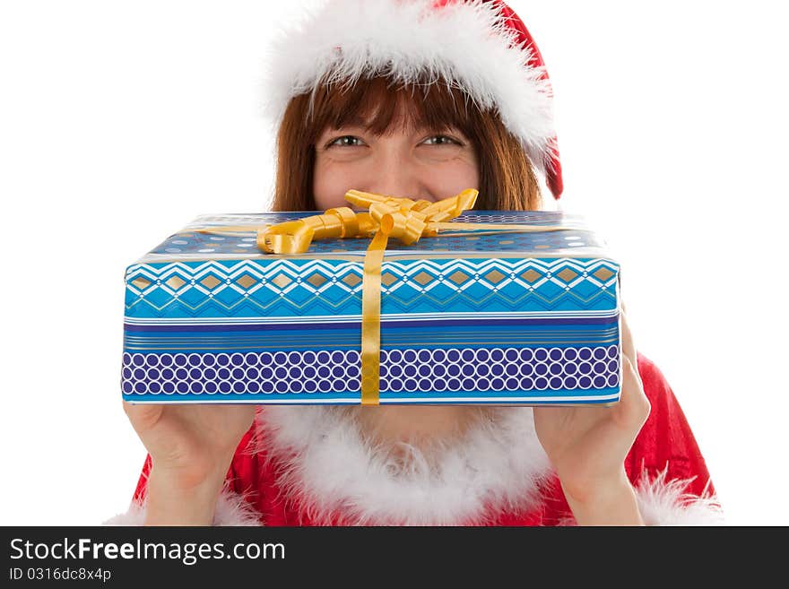 The Christmas woman with presents