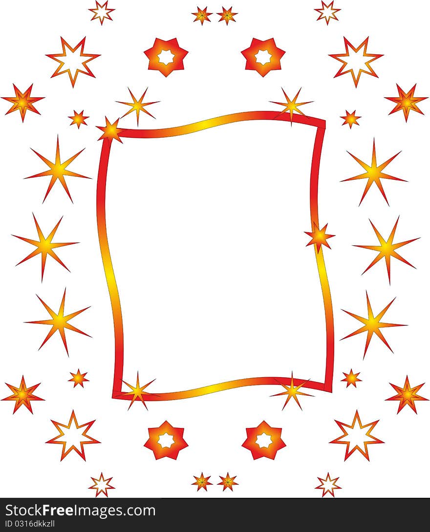 Picture frame decorated with stars in orange tones. Picture frame decorated with stars in orange tones