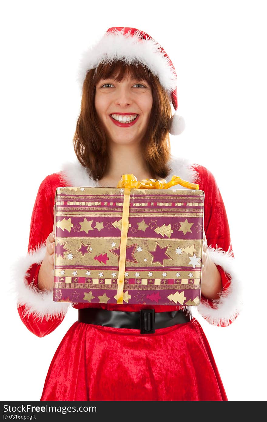 The Christmas woman with presents