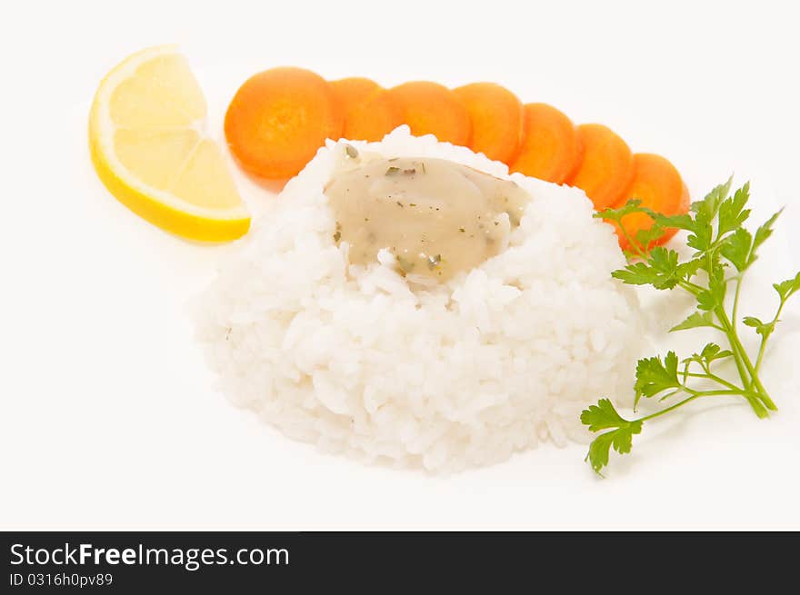 Cooked rice with vegetables and spices. Cooked rice with vegetables and spices