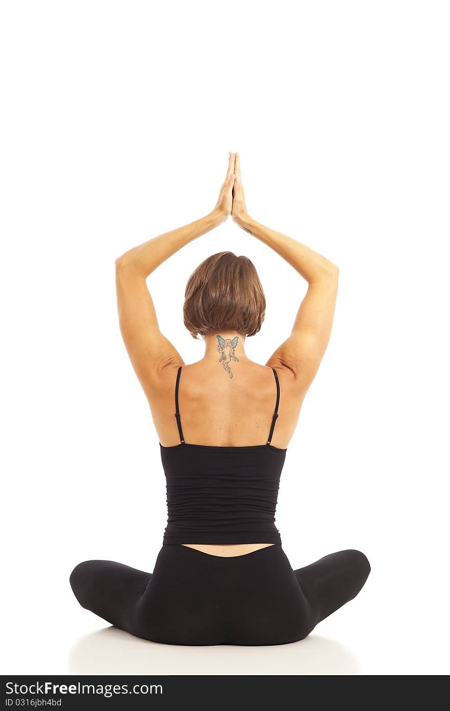 Young woman doing yoga Namaste Hands Pose