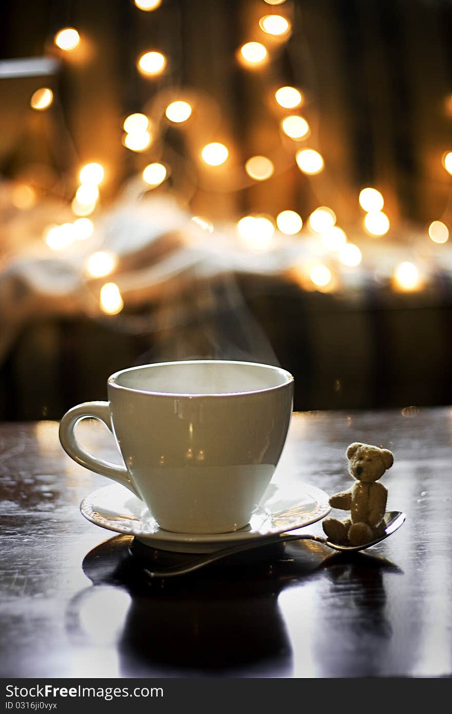 White Mug And Teddy Bear