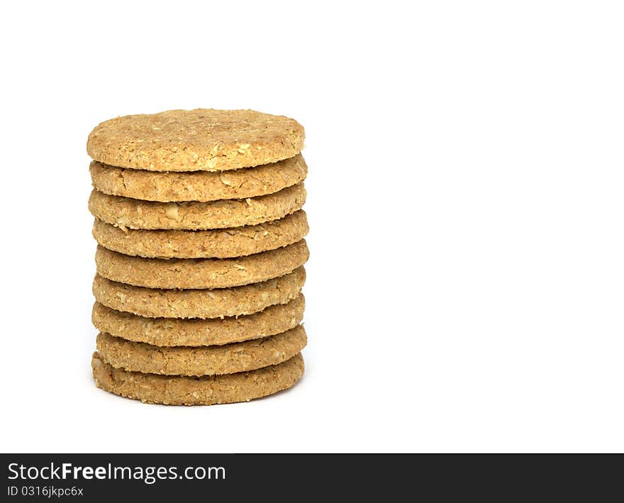 Stack of nine oat cookies