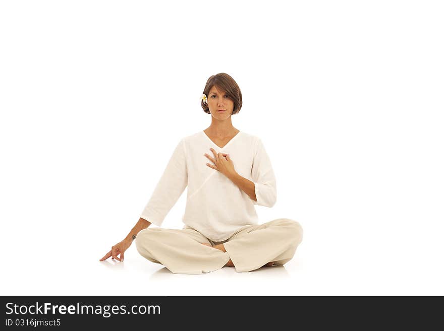 Young woman doing yoga exercises