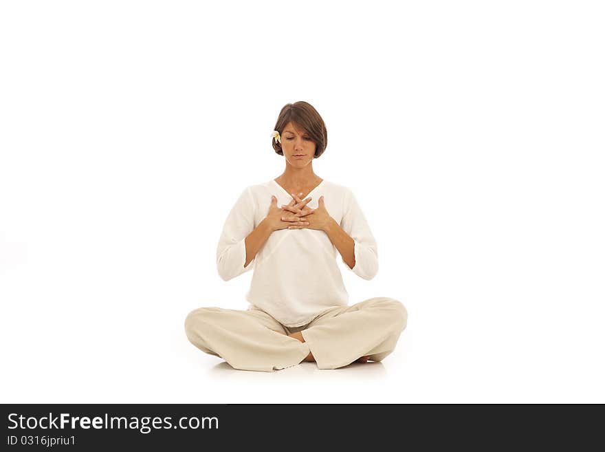 Young woman doing yoga exercises