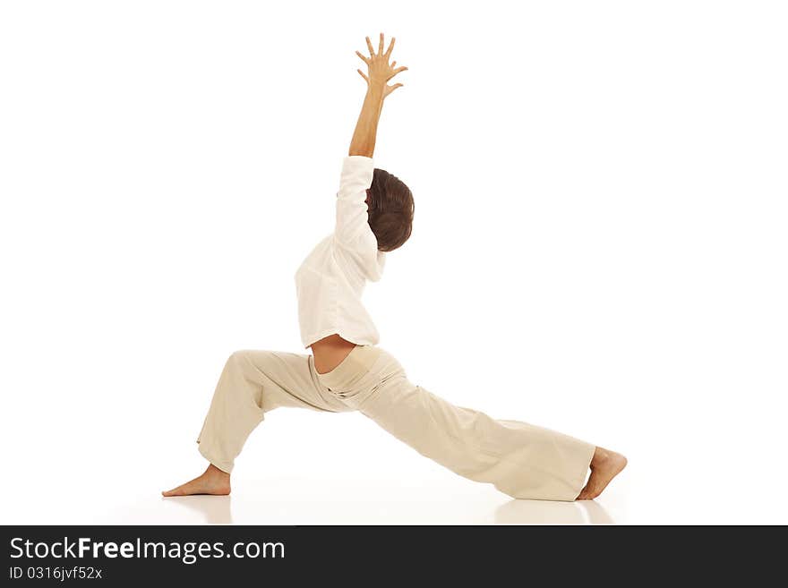 Young woman doing yoga exercises