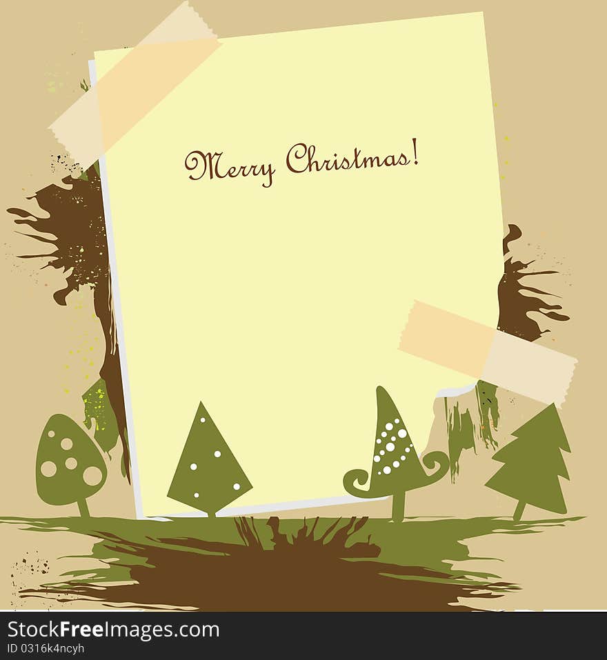 Paper blank with abstract christmas tree