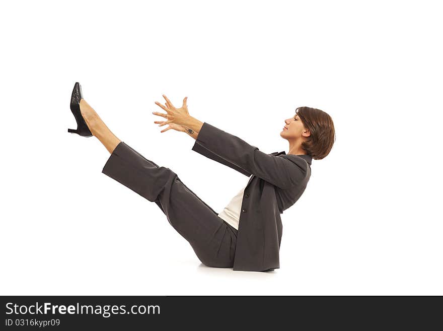 Young Businesswoman Doing Yoga