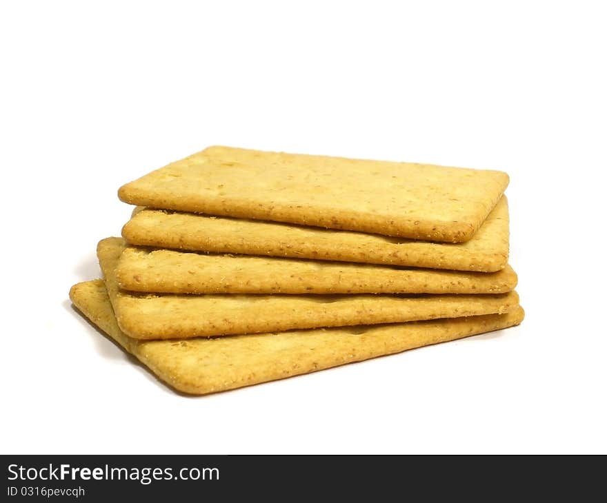 Salted crackers on the white isolate background