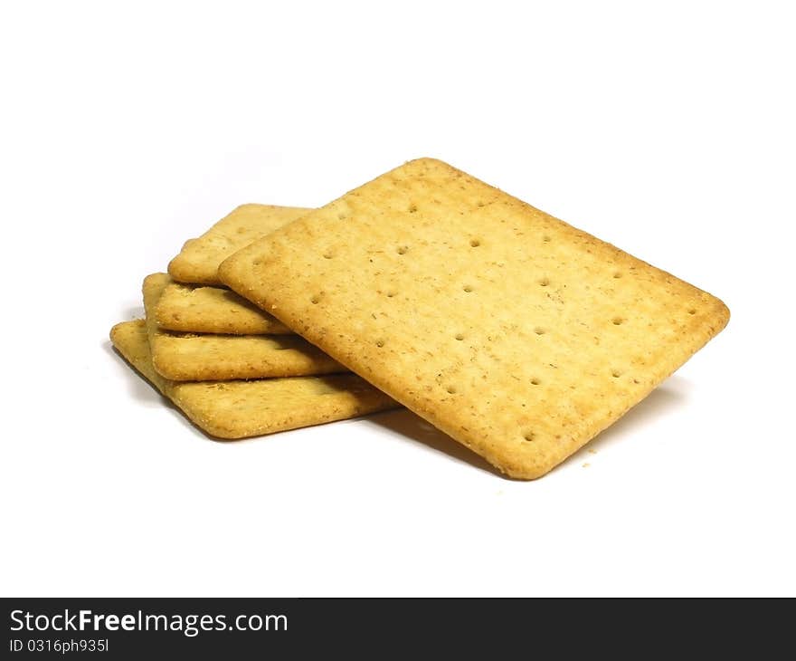 Salted crackers on the white isolate background