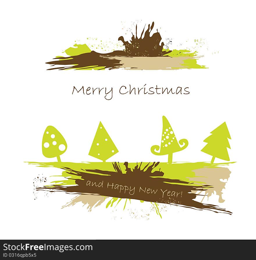 Christmas banner with simple Christmas  tree