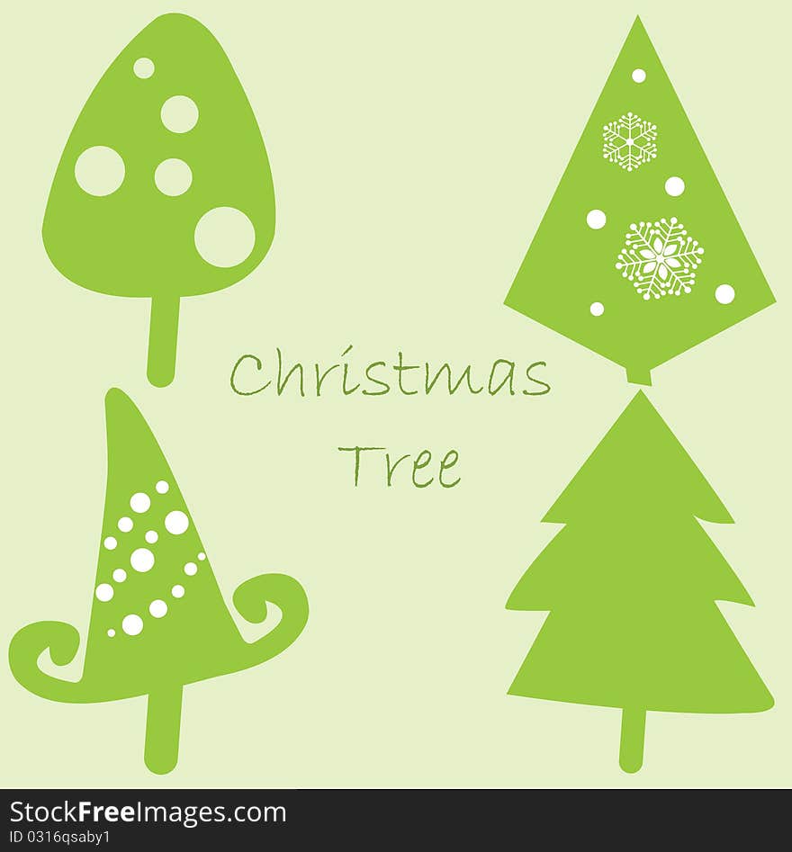 Simple Christmas  tree set in green. Simple Christmas  tree set in green