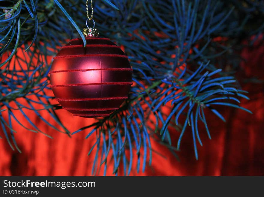 Christmas decoration on red background. Christmas decoration on red background