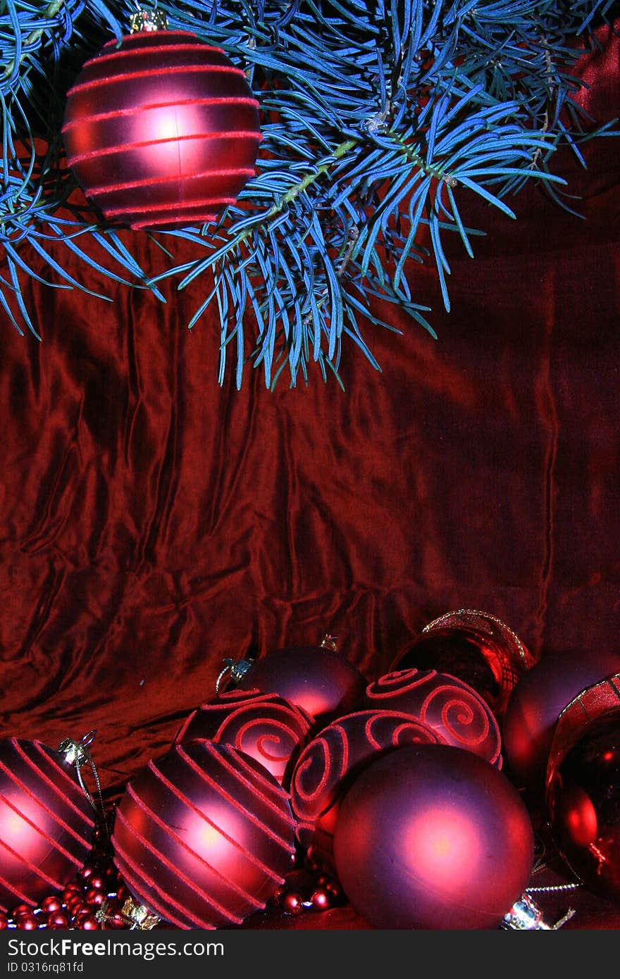 Christmas decoration on red background