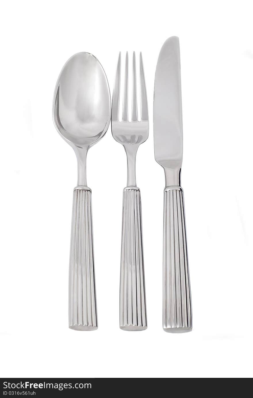 Cutlery lying on a white background