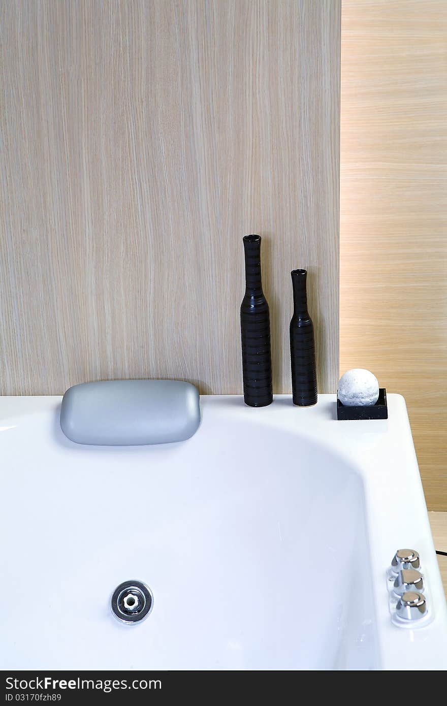 Bath tub, soap and decorative bottles