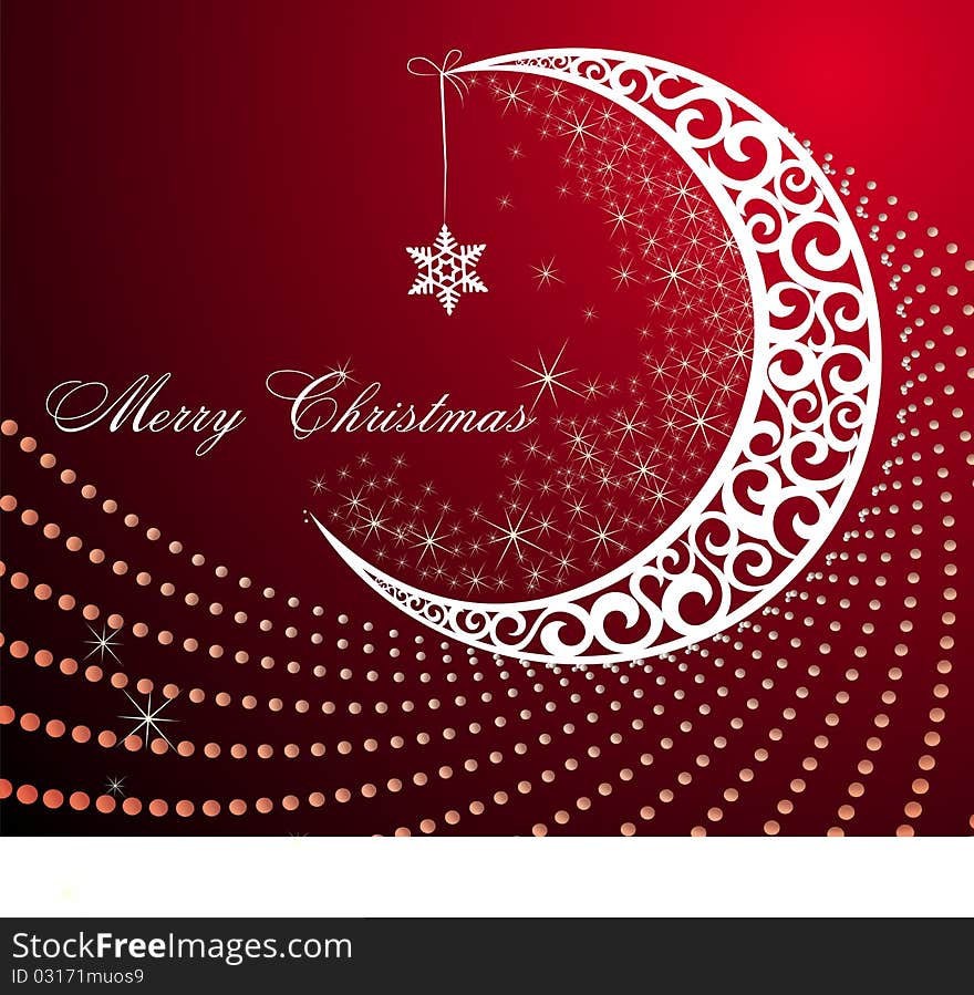 Christmas and New Year card with moon