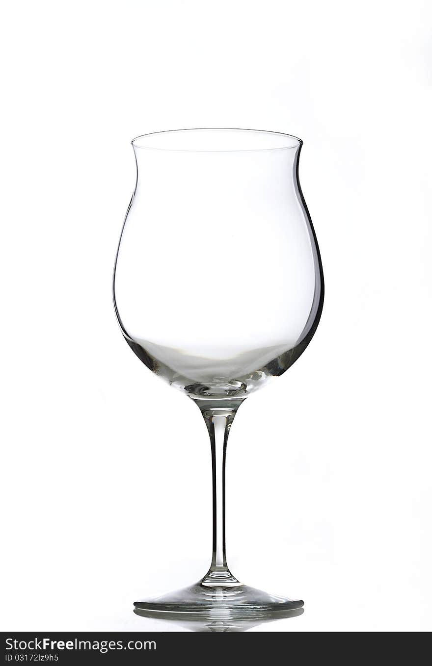 Red wine glass, on the white backgound