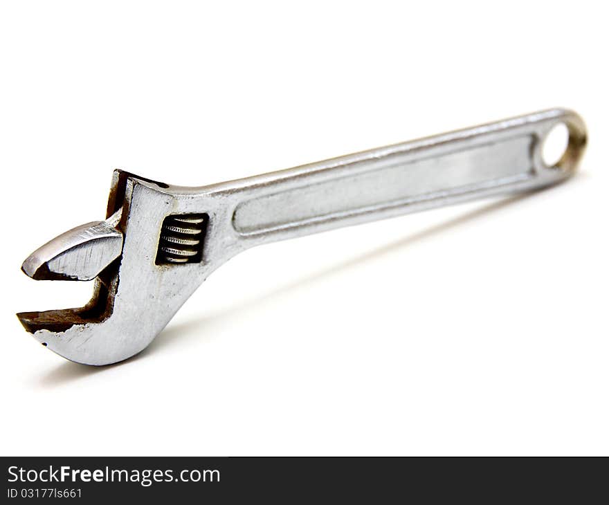 Adjustable spanner (monkey spanner) isolated over white