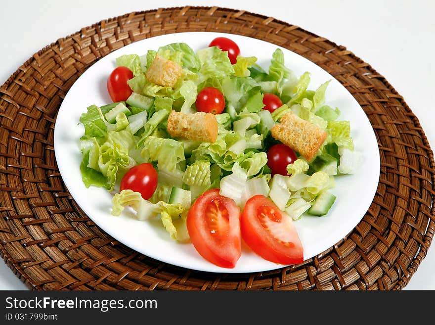 Fresh and healthy salad for lunch time at table