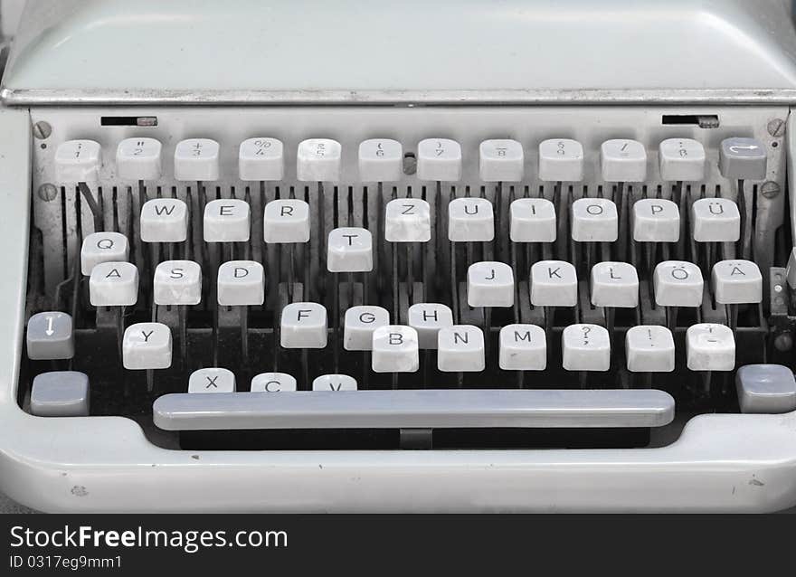 Retro typewriter ,old blue color