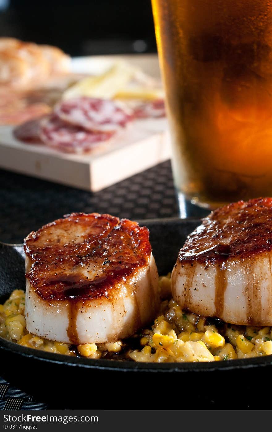 Scallops over fresh corn