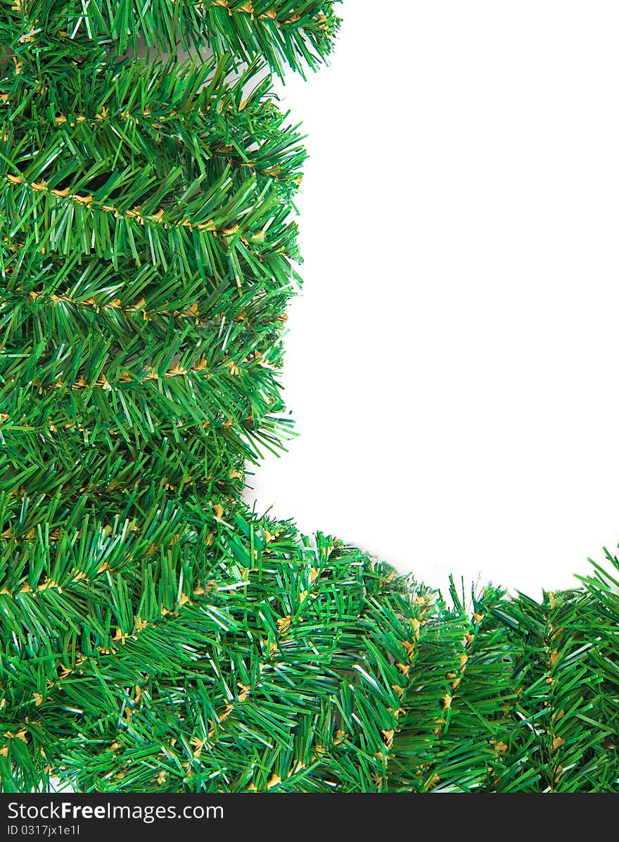 Christmas Pine Needles Frame  Isolated