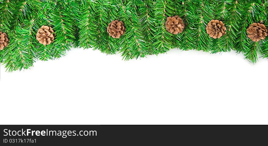 Christmas Frame With Pine Isolated