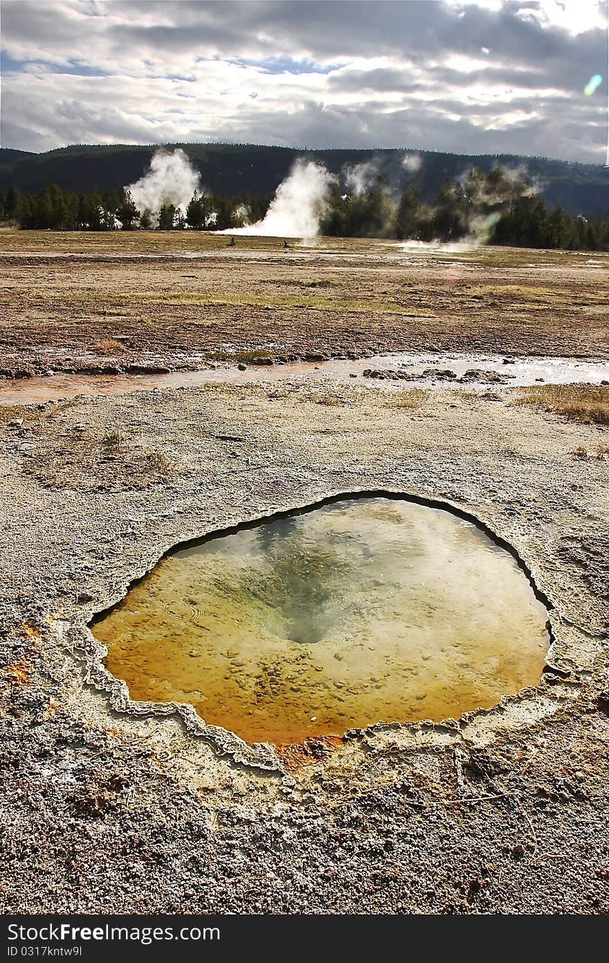 Natural pool. Hot spring, Yellowstone National Park. Wyoming. US. Natural pool. Hot spring, Yellowstone National Park. Wyoming. US