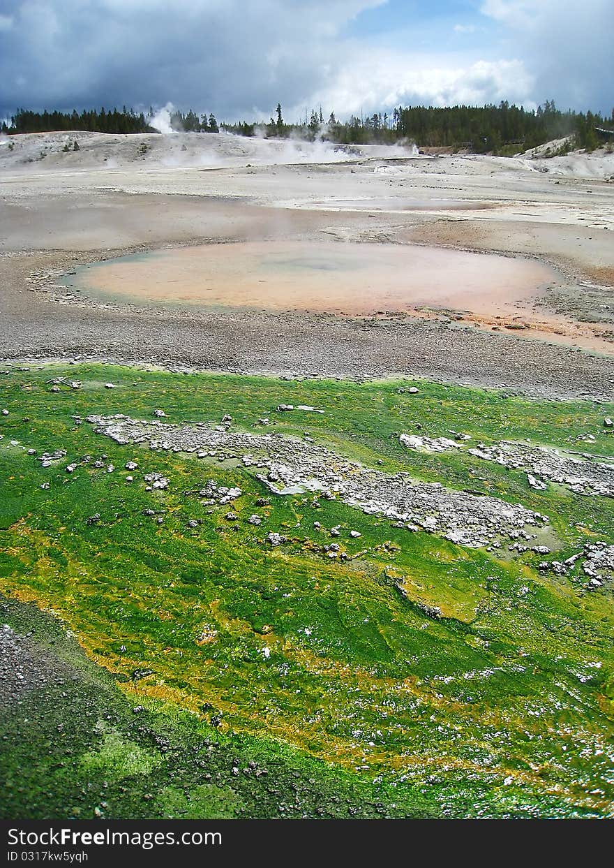 Colorful stream in Yellowstone national park