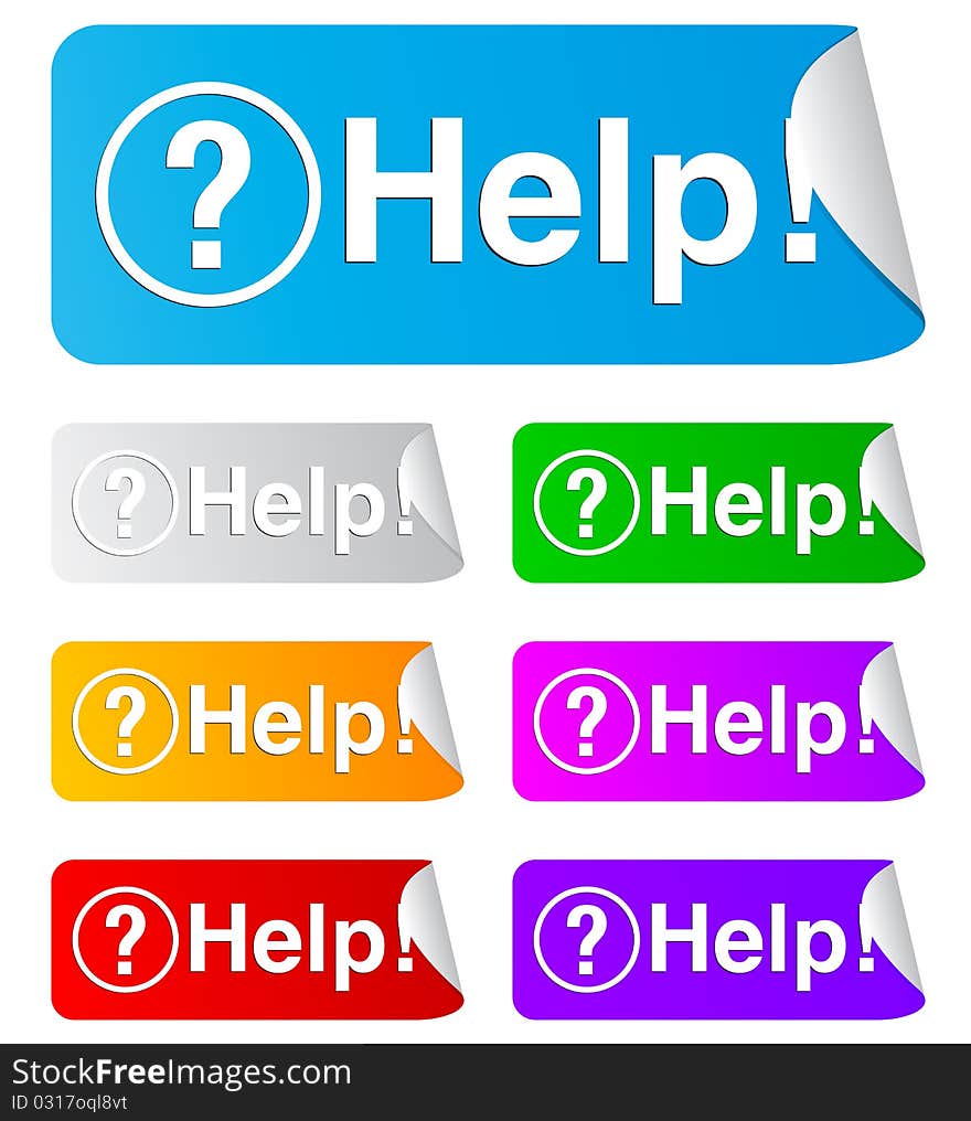 Help and question mark on the sticker ; easy editable. Help and question mark on the sticker ; easy editable