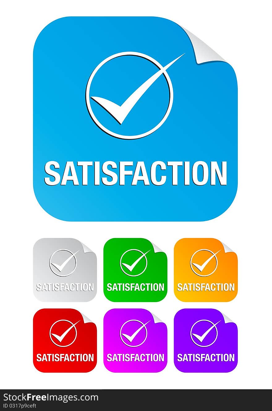 Satisfaction check mark,square stickers