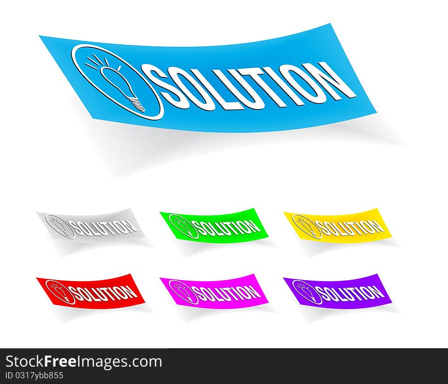 Solution and idea icon on the sticker ; easy editable vector. Solution and idea icon on the sticker ; easy editable vector