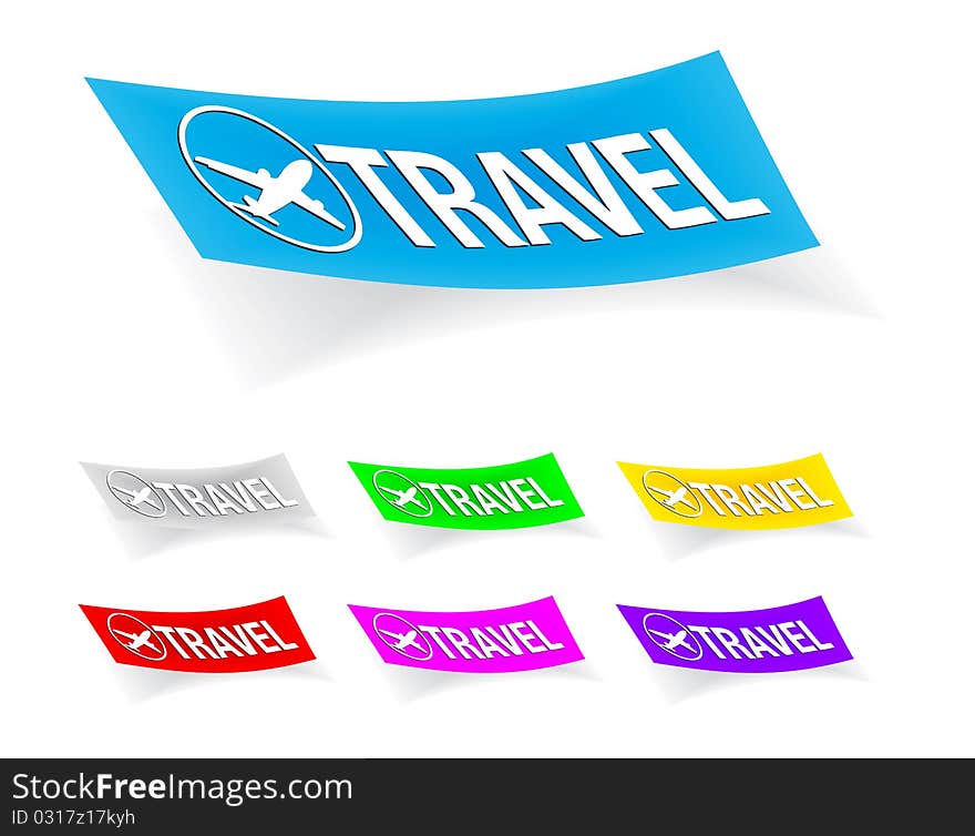 Travel icon on the sticker ; easy editable vector. Travel icon on the sticker ; easy editable vector