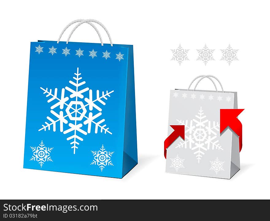 Christmas Paper Bag Design on white background