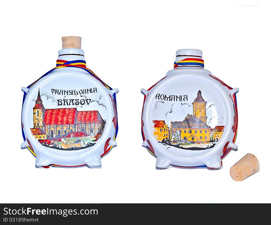 Traditional glass with Romanian flag