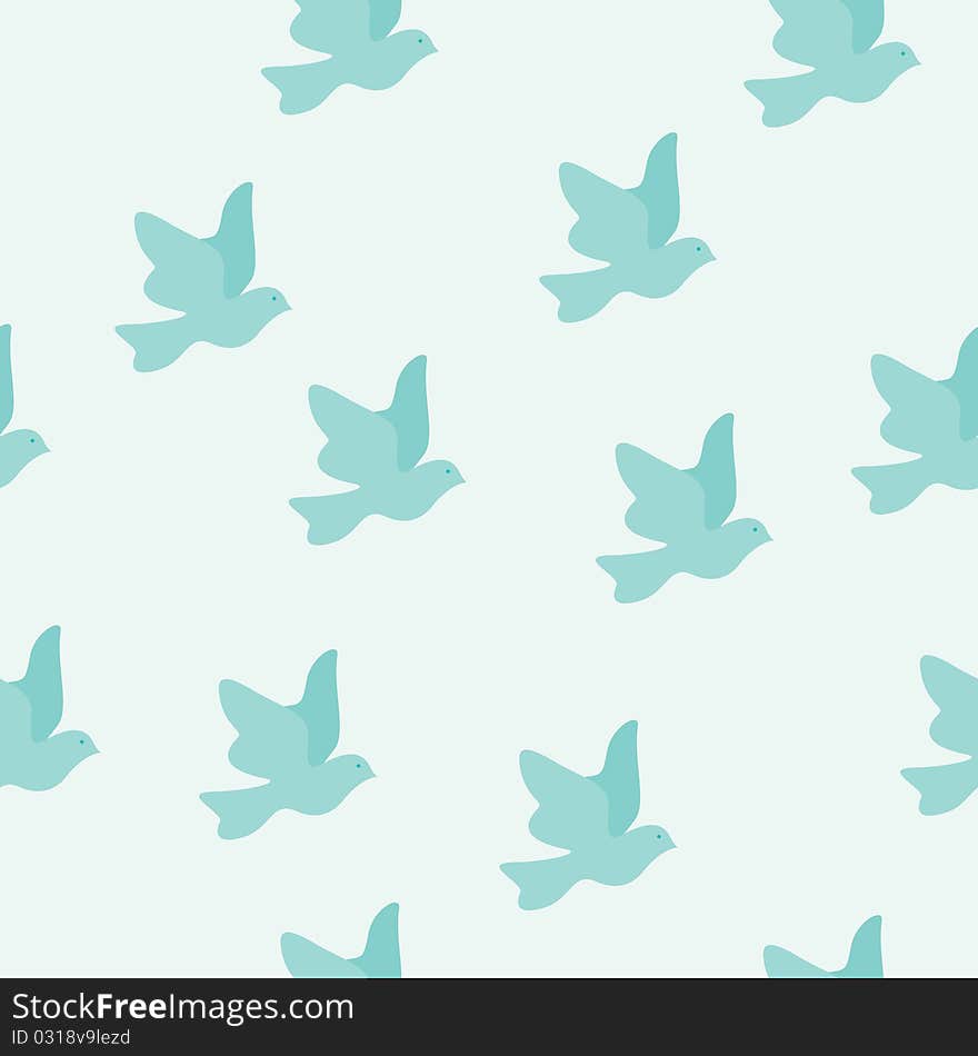 Seamless illustration with isolated doves