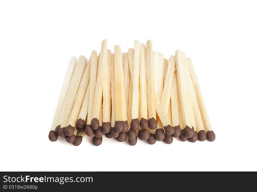 Heap of matches are isolated on a white background