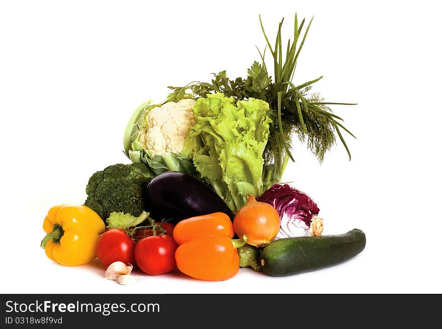 Fresh vegetables isolated on white background