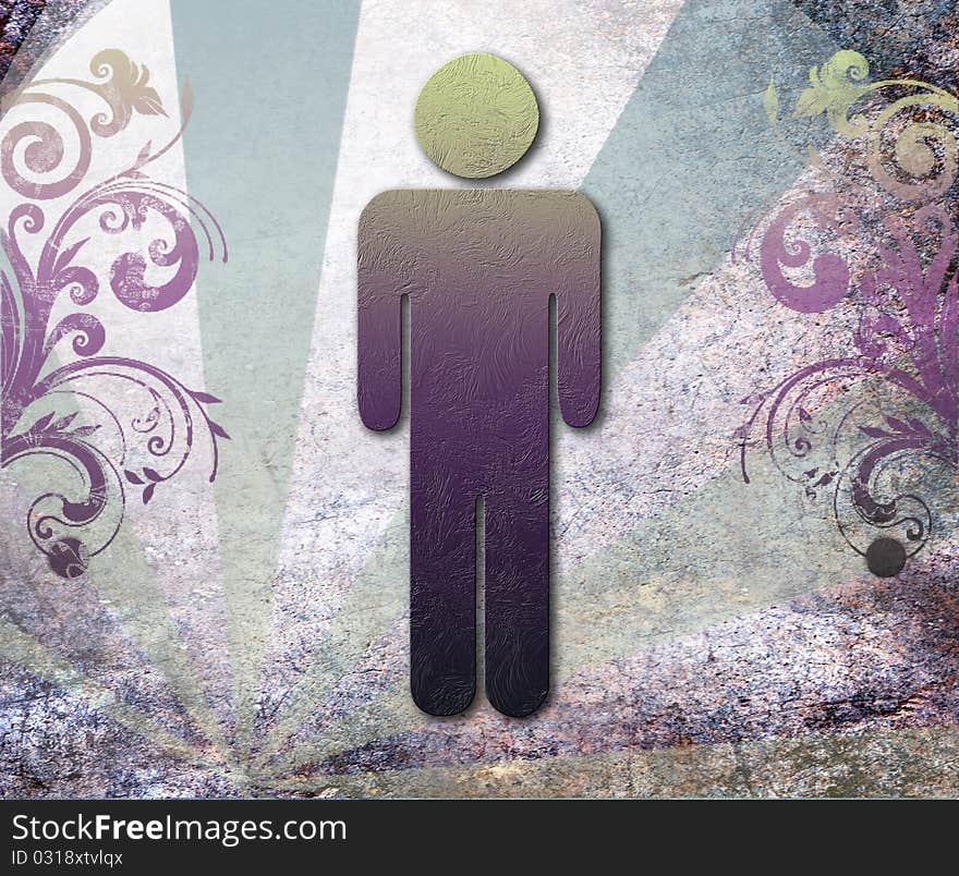 Textural background, Sign of restroom for men. Textural background, Sign of restroom for men