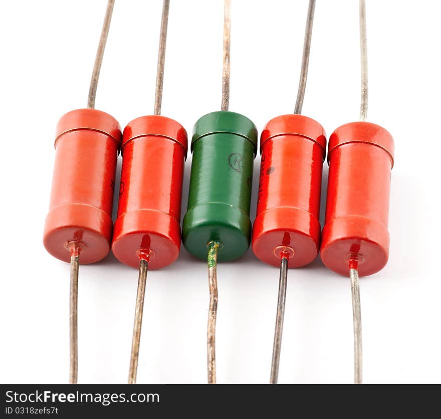 Resistors on a white background