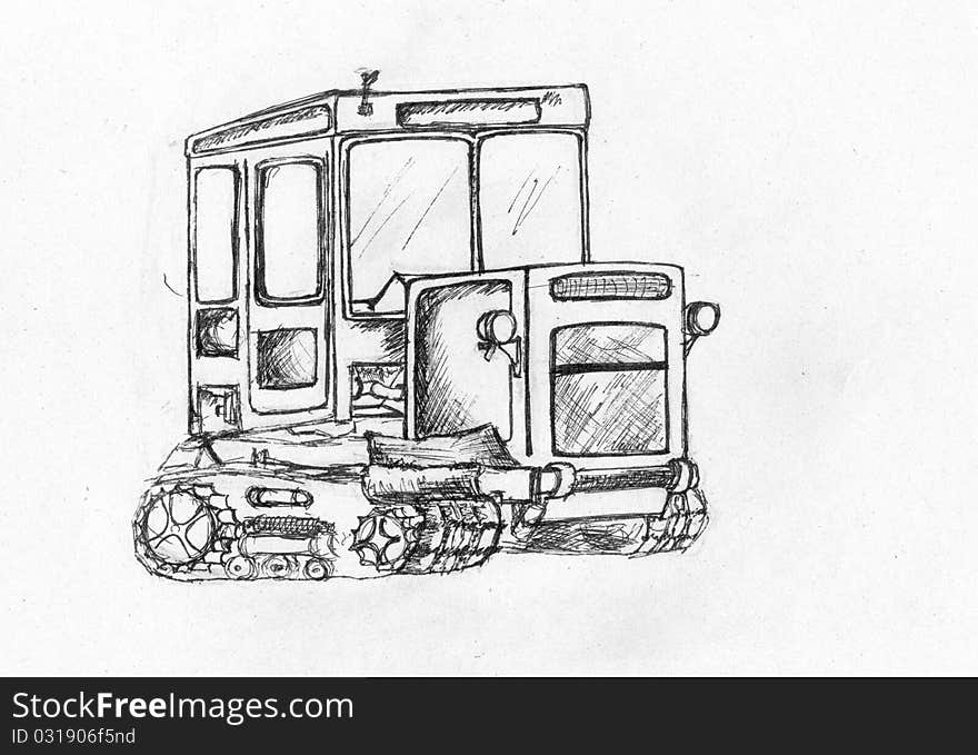 Tractor. Series of vehicles. Child style drawing