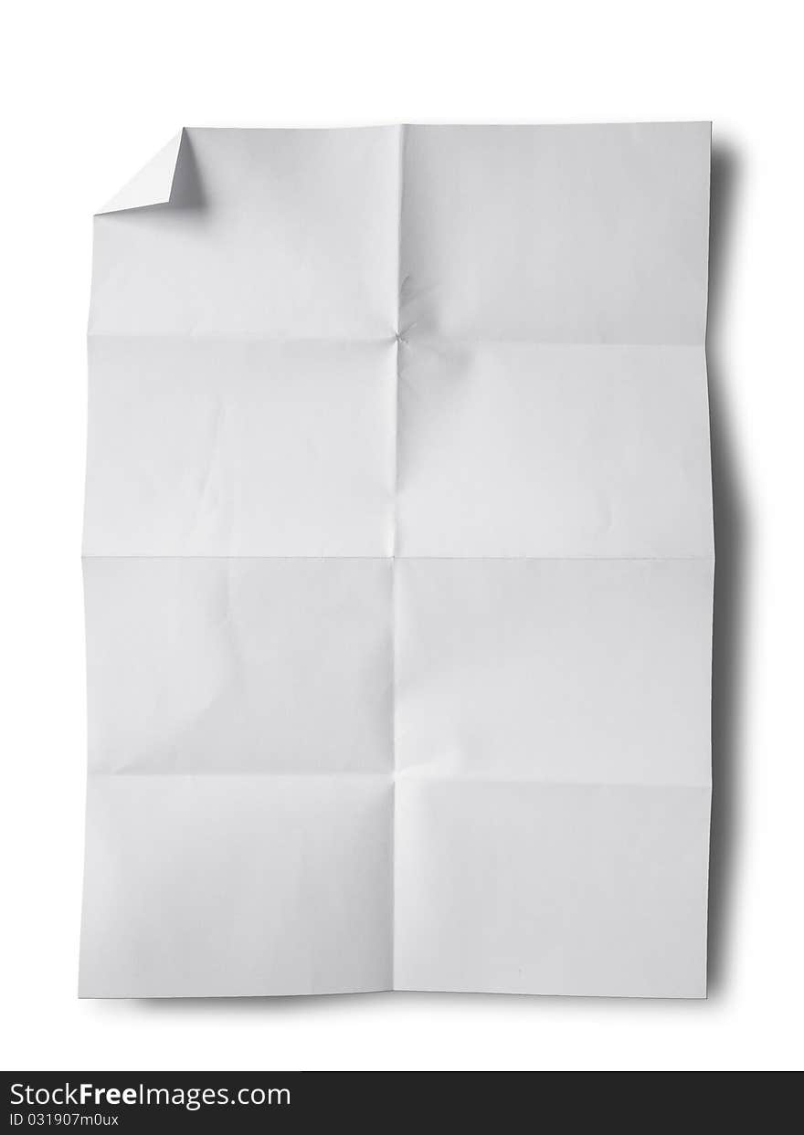 Empty white Crumpled paper on white background vertical