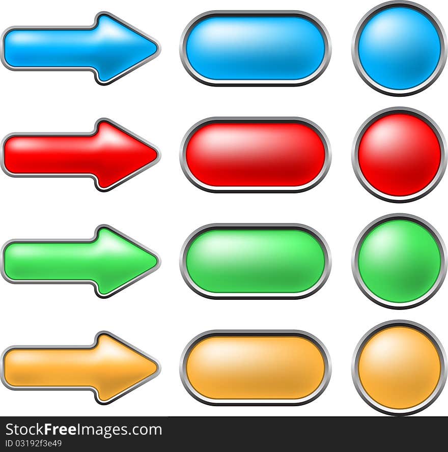 Set of internet buttons different shapes and colors. Set of internet buttons different shapes and colors